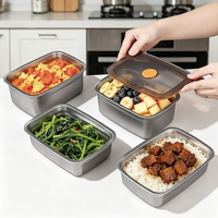 4-teiliges Set Luftdichte Edelstahl-Lebensmittelbehälter Auslaufsichere Stapelbare Lunchboxen
