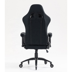 180 inclinaison verrouillage bascule course Style chaise de bureau ajouter repose-pieds gratuit tissu noir Silicone roue jeu chaise d'ordinateur - Product Image 5