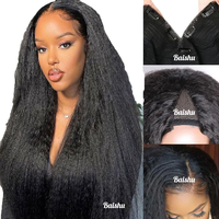 Perruque africaine mi-tête évidée avec cheveux longs et raides en V, perruque femme moelleuse et douce sans colle