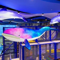 En iyi satmak dev mavi şişme balina reklam şişme köpekbalığı ekran heykeli büyük okyanus balığı asılı LED dekorasyon