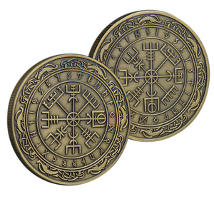 Noordse Viking Rune Metaal Ambachtelijke Herdenkingsmunt Kompas Thema Souvenir Munt Vintage Stijl Bureaudecoratie - Product Image 5
