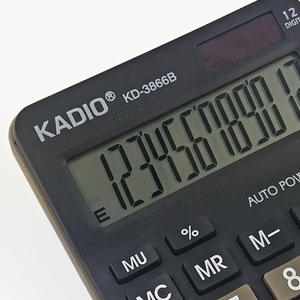 Calculatrice de bureau Kadio KD-3866B à 12 chiffres, alimentation solaire, calculatrice financière de bureau, noire, double alimentation - Product Image 1
