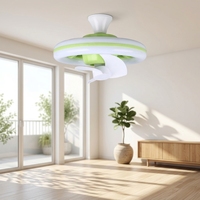 Ventilateur de plafond LED transfrontalier avec douille E27, en ABS, contrôle intelligent, variateur de vitesse, 3 pales, pour chambre d'enfant