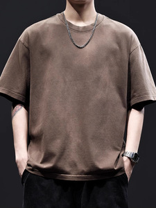 Tùy chỉnh 160GSM 100% cotton nam cổ điển quá khổ Boxy T-Shirt lỏng axit rửa đau khổ in kỹ thuật số dệt kim trống - Product Image 4