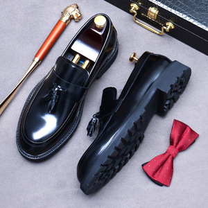 New men's business style suede-soled fringed leather dress <b>shoes</b>, custom-made, genuine leather <b>shoes</b> - Product Image 3