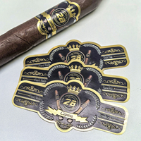 Feuille d'autocollants adhésifs en papier artistique personnalisé, gaufrage en feuille d'or, étiquette, huit types de bandeaux pour cigares, impression, étiquettes d'emballage recyclables