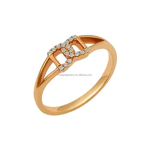 Mimpi dirancang gaya gelang trendi elegan halus manis cincin berlian nyata 18K emas murni dengan batu utama zamrud perhiasan bagus