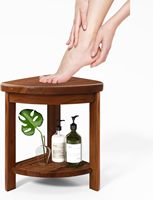 Tabouret de douche en teck massif Design moderne petit banc d'angle repose-pieds siège de bain en bois robuste assemblage facile jambes de rasage
