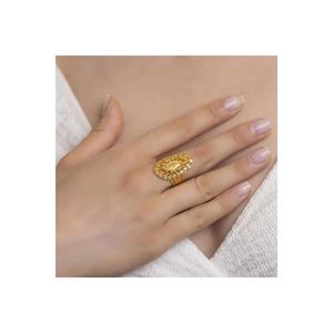 Yiitba Gold 22 Carat Fancy Dorika <b>Ring</b> (3011) for Children Shiny Cluster Inlay 18K Gold Plating Trendy Alloy Copper Jewelry - Product Image 1