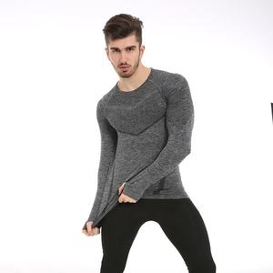 เสื้อยืดออกกำลังกายแขนยาวไร้ตะเข็บสำหรับผู้ชาย แบรนด์ OEM Sportswear - Product Image 2