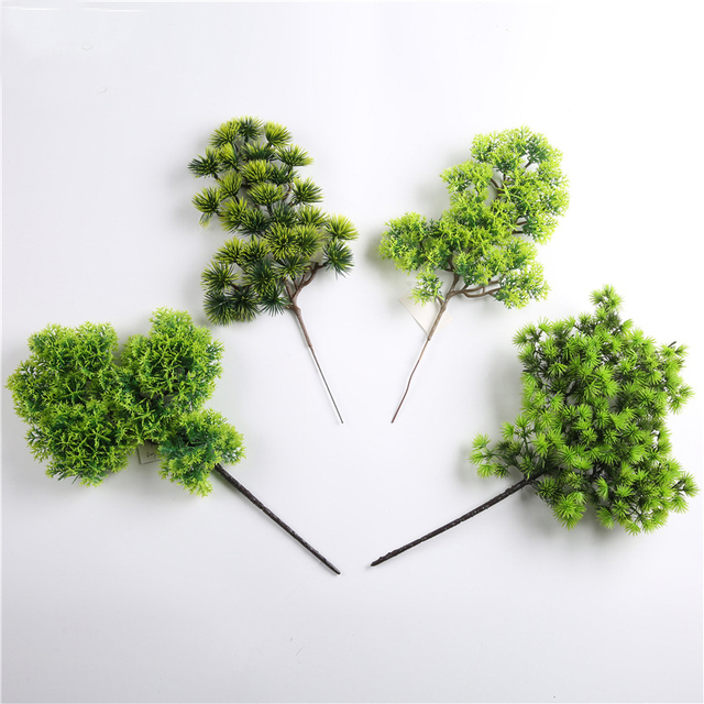 Single Branch Leaves Plastic Pine Cypress Artificial Eco-Friendly Wedding Christmas Photography Props Indoor Landscaping