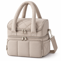 Sac à lunch isotherme double couche grande capacité matelassé avec bandoulière pour le travail et les voyages, logo personnalisé, vente en gros