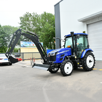 Mini-tracteur agricole EPA 50HP 4x4 à transmission par engrenages avec chargeurs avant et arrière, pompe et boîte de vitesses