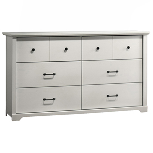 Elettra 3-Piece White Bedroom Set 57 In 6-Drawer Dresser 32 In 4-Drawer <b>Chest</b> 22 In Nightstand With Usb Ports Black - Product Image 3
