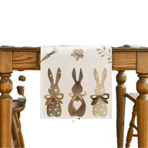 Happy Easter Floral <strong>Pattern</strong> <strong>Table</strong> Cover Protector Rabbit Printed <strong>Table</strong> <strong>Runner</strong> for Kitchen Bulk Jacquard Woven Tablecloths - Product Image 2
