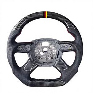 Volant sport en fibre de carbone forgé à fond plat en cuir pour <span class=keywords><strong>Audi</strong></span> A4 B8/B8.5/A6 C7/C7.5 <span class=keywords><strong>S</strong></span> <span class=keywords><strong>Line</strong></span> 2011-2017 LED - Product Image 2