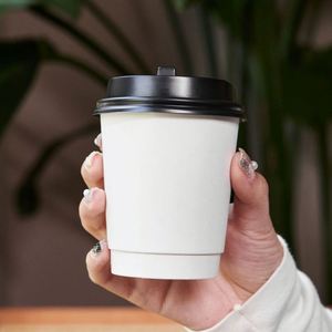 Gobelet jetable à double paroi de 90 mm, imprimé sur mesure, écologique, avec couvercle étanche pour boissons chaudes et bubble tea, en carton artisanal - Product Image 2