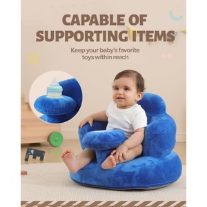 Siège gonflable pour bébé en PVC avec housse en tissu doux 52*50*38 CM avec support dorsal pour le jeu, la position assise et l'alimentation du bébé - Product Image 6