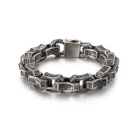 Bracelets pour hommes en acier inoxydable noir punk sculpté de style motard vintage, design géométrique plaqué or rose pour la culture de rue