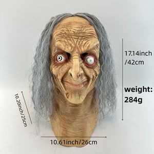 DAMAI Halloween Silicon Maskes Realistic Horror Cosplay for Party Prop Latex Full Face Mask Wig Old Granny Mask - Product Image 4