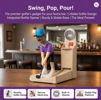 Ouvre-bouteille aimanté pour réfrigérateur en forme de balle de golf, lanceur de capsules de bière avec mouvement de swing de golf, outil de bar fantaisie pour bar à domicile, barbecue, ouvre-bouteille, cadeau pour papa