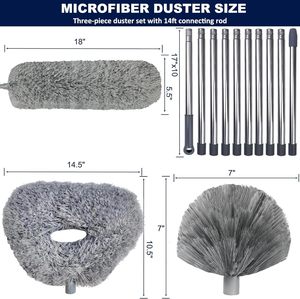 Plumeau en microfibre à poteau épissable de 3 à 14 pieds Plumeau en microfibre 20 + pieds High Reach Cobweb Corner Brush Duster 20 + Ft High Ceiling Cleaning - Product Image 2