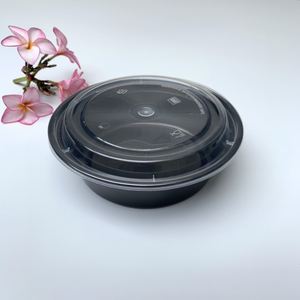 900Ml Black Plastic Reusable <b>Microwavable</b> <b>Containers</b> With Lids Round <b>Food</b> Storage Lunch Box - Product Image 2