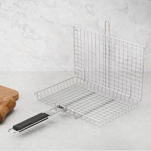 Cestello per Grigliare Carne e Verdure con Manico Pieghevole, Griglia in Rete Metallica per <span class=keywords><strong>Barbecue</strong></span>, Utensili BBQ in Acciaio Inox per Esterni - Product Image 5
