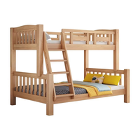 Lit superposé moderne en bois de hêtre, lit double pour adultes et enfants, lit à deux niveaux avec rangement