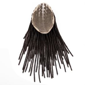 Originea Topper capillaire pour <span class=keywords><strong>homme</strong></span> de 10 pouces, en cheveux humains Remy indiens, avec dreadlocks noires, en dentelle suisse, postiche toupet pour hommes - Product Image 1