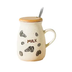 matte cartoon animal lady ceramic cow for kids cartoon cute kawaii cup milk coffee mug