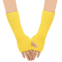 Gants mi-longs tricotés chauds demi-doigts pour hommes et femmes Mitaines unisexes à manches sans doigts