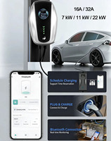 Estación de Carga para Vehículos Eléctricos de Pared Tipo 2 de la UE, 7kW 32A, para Uso Doméstico, con Pantalla de 4.2 Pulgadas, Monofásica, con Protección de Seguridad Completa