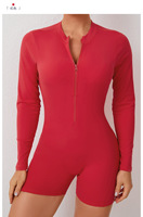 Combinaison de sport une pièce à manches longues personnalisée pour femme, douce, moulante, pour la gym, la course, le fitness et le yoga