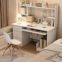 Bureau d'ordinateur simple pour le bureau ou les étudiants, table d'étude à domicile avec étagère intégrée et établi pour les chambres en location