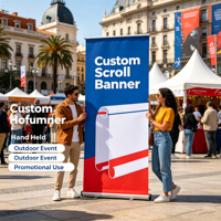 Bannière déroulante personnalisée en tissu pour événements, défilés, publicité promotionnelle extérieure – Vente en gros