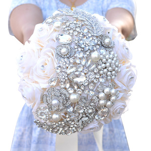 Bouquet de Mariée Artificiel Luxueux en Fleurs et Cristaux pour Mariage, Anniversaire de Mariage, <span class=keywords><strong>Demoiselle</strong></span> d'honneur - Product Image 2