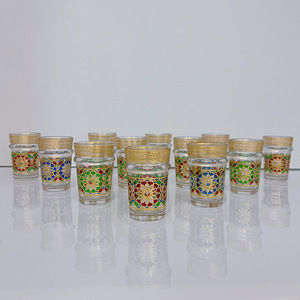 Verres à thé marocains portables en <span class=keywords><strong>verre</strong></span> sodocalcique, lot de 6/12, haute valeur esthétique, style Moyen-Orient arabe, avec emballage en boîte colorée - Product Image 1