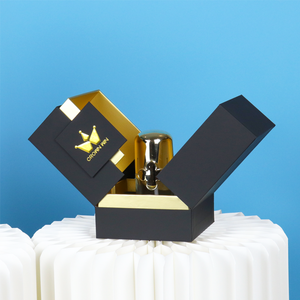 Caja de regalo de lujo con papel de aluminio dorado personalizado, caja de cartón rígido de doble puerta para perfumes, embalaje para botellas de perfume, caja de regalo de papel. - Product Image 3