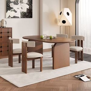 Set <span class=keywords><strong>di</strong></span> Tavolo e Sedie da Pranzo in Stile Retrò Francese, <span class=keywords><strong>Legno</strong></span> <span class=keywords><strong>di</strong></span> Frassino <span class=keywords><strong>Bianco</strong></span> e Nero Massiccio per Casa, Hotel, Ristorante, Appartamento - Product Image 3