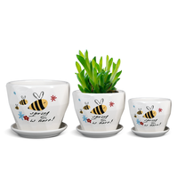 Pot de fleurs en céramique moderne et minimaliste en forme d'abeille mignonne pour plantes d'intérieur – Cadeau pour enfants