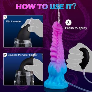 巨大なモンスターディルド、潮吹きするシリコンドラゴンディルド、結び目のある射精おもちゃ、大きなアナルシリコン大人のおもちゃ（女性用） - Product Image 3