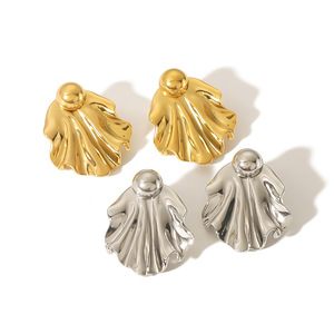 Stainless Steel <b>Stud</b> Earrings Fan Shape Gold <b>Silver</b> Color Fashion Jewelry For Women TE6590 - Product Image 3