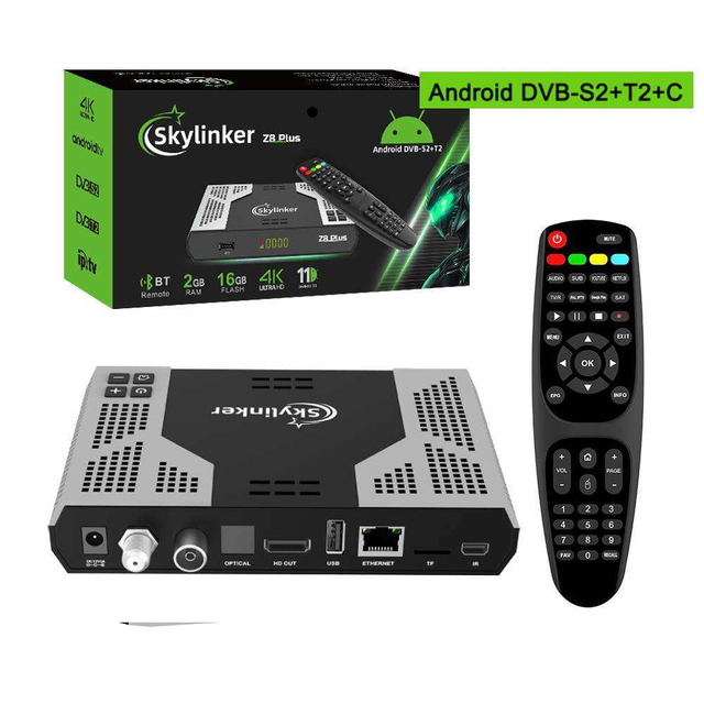 Latest Skylinker Z8 Plus Hisilicon 6323 Android 9.0 DVB S2/S2X/T2/T Combo Set Top Box Support 2.4G+5G Dual Wifi