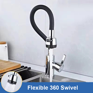360&deg; Swivel Dual-Mode Kitchen Faucet - Deck Mounted Flexible Sink <strong>Tap</strong> with Double Spray - Product Image 2