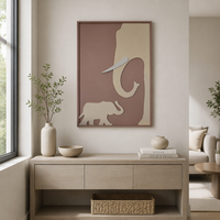 Art déco - Deux éléphants - Art mural rectangulaire (LK-25162) - Matériel MDF - Décoration de salon