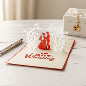 Tarjeta de felicitación emergente personalizada para boda, tarjeta de invitación de papel con forma de corazón, regalo personalizado para novios - Product Image 2