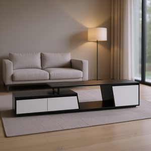 Modern Minimalist Wooden <b>TV</b> <b>Stand</b> with Extendable Design, 2 Drawers, Floor Mount, for Living Room, Fits <b>TVs</b> Up to 100'', DB U-Ca - Product Image 2