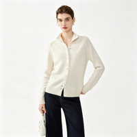 Fabricant de tricots sur mesure : Cardigan en laine à col rond pour femme, ouvert sur le devant, boutonné, et pull en tricot pour femme