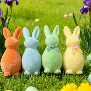 Kewei Lapin de Pâques en résine floquée, ornements d'animaux faits à la main, thème cinéma et télévision - Product Image 5